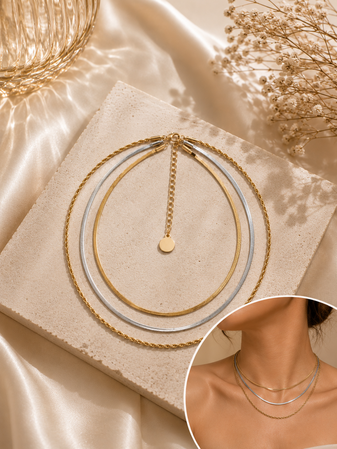 Snake & Chain Layer – Waterproof & Tarnish-Free