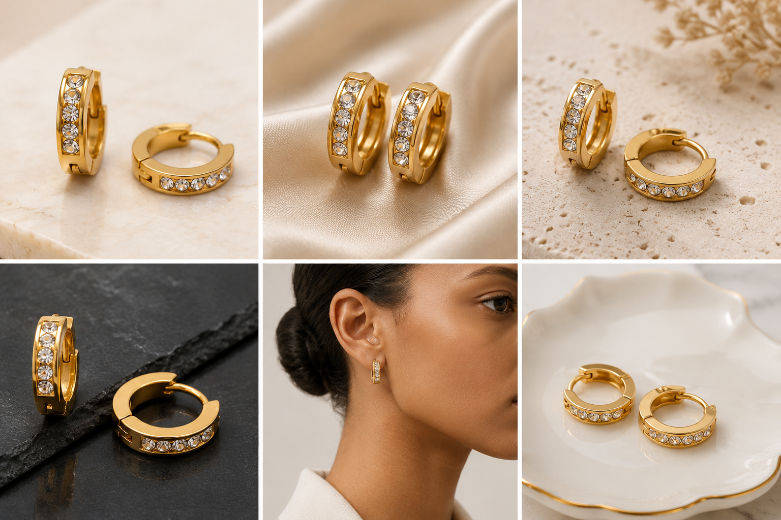 10mm Gold CZ Huggie Hoops (XS) – Waterproof & Tarnish-Free